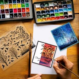 1pcs Bird Branch Silhouette Clear Stamps Birds Trees Clear Rubber Stamps Silicone for DIY Scrapbooking Photo Album 6.3x4.33inch