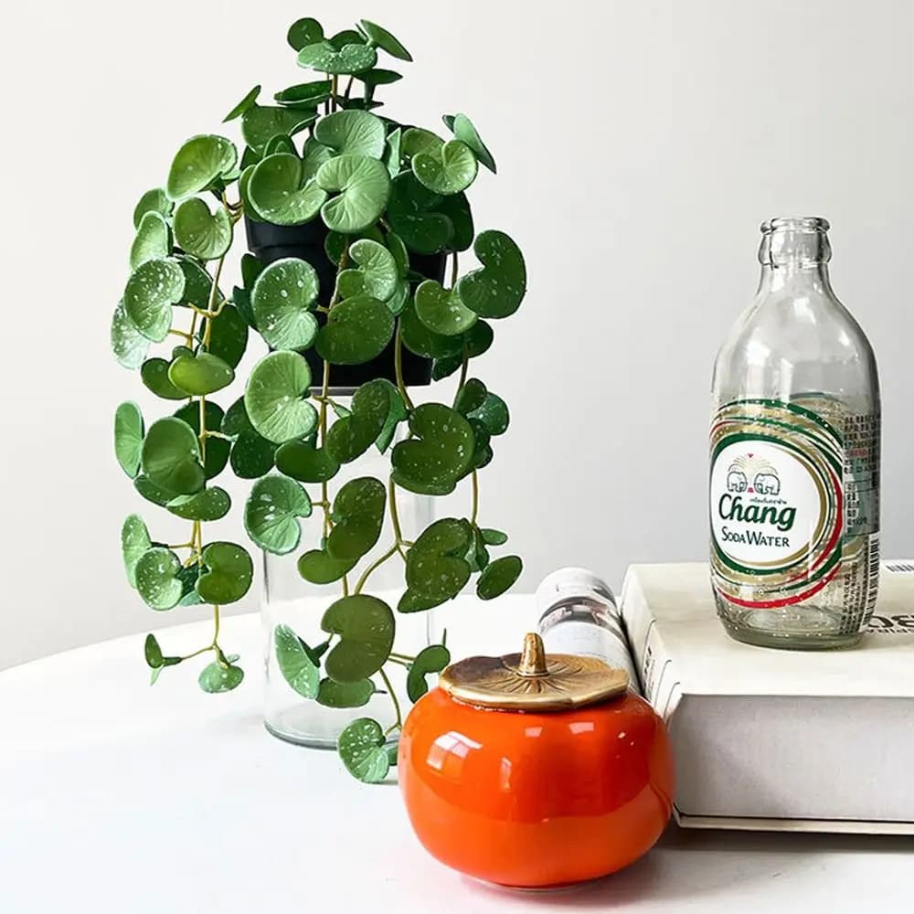 Realistic Artificial Copper Coin Grass Plants Wall Decor Soft Wall Hanging Fake Ivy Leaf Leaves Handmade Mini Bouquet Garden