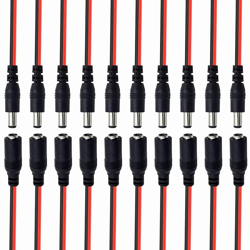 10/20/50PCS 12V Dc Connectors Male Female Jack Cable Wire Line Adapter Plug Power Supply 5.5 x 2.1mm