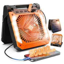 Cordless Portable Electric Fan With Led Light Tent Car Camping Hook&USB&Solar Charging For Hiking Fishing Picnic Emergency