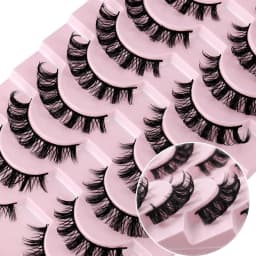 10 Pairs Russian Strip Lashes D Curl Fake Lashes Natural Look Fluffy Volume Wispy Russian Lashes 3D Effect Fake Eyelashes