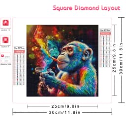 Huacan Diamond Painting Animal Full Square Round Drill Mosaic Monkey Rhinestone Picture Paintings On The Wall
