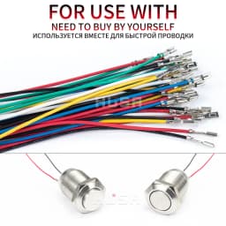 1NO High head Waterproof Metal Push Button Switch LED Light Self-locking/reset 3/6/12/24/220V 8/10/12/16mm Brass nickel plating