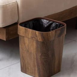 Square Wood Grain Trash Can Household Plastic Uncovered Office Bathroom Trash Can