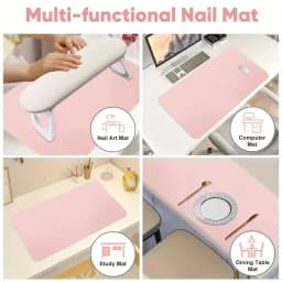 Nail Art Table Mat Soft Foldable Manicure Hand Rest Pad Waterproof Scratch Easy-Clean Office Desk Mat Portable PU Leather Pads