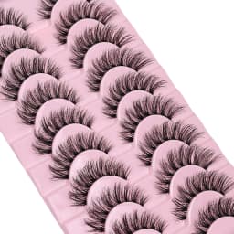10 Pairs Natural Fluffy False Eyelashes Wispy Lashes 3D Volume Strip Lashes D Curl Fake Eyelashes with Clear Band Eye Lashes