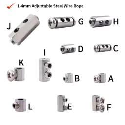 10-20pcs Steel Wire Rope Cable Clamp, Adjustable Metal Fixture Suitable for 1-4mm Stainless Steel Wire Rope
