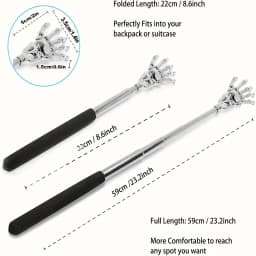 Adjustable Stainless Steel Back Scratcher with Retractable Claw for Portable and Convenient Massage and Tickle Relief