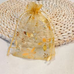 25/50/100pcs Organza Gift Bag 9x12cm 10x15cm Bauhinia Foil Stamping Flower Print Wedding Party Candy Jewelry Packaging Pouches