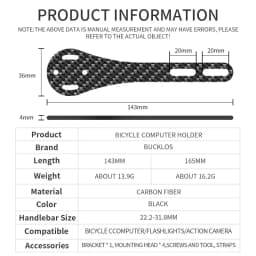BUCKLOS Bicycle Computer Holder Carbon Fiber Sport Camera Bracket Road Gravel Cycling Bracket for Garmin Cycling GPS Bike Mount