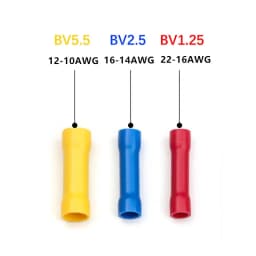 100PCS Red/Blue/Yellow Butt Connectors Crimp 12-10/ 22-16 AWG Butt Connector Fully Insulated PVC Wire Butt Splice Connectors