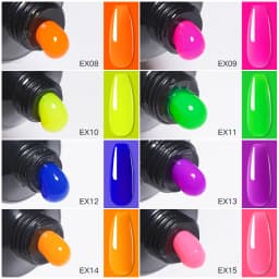 MEET ACROSS 20ml Fluorescent Extension Nail Gel Bright Pink Blue Purple UV Hard Gel Nails Finger Prolong Neon Buliding Gel