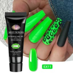 MEET ACROSS 20ml Fluorescent Extension Nail Gel Bright Pink Blue Purple UV Hard Gel Nails Finger Prolong Neon Buliding Gel