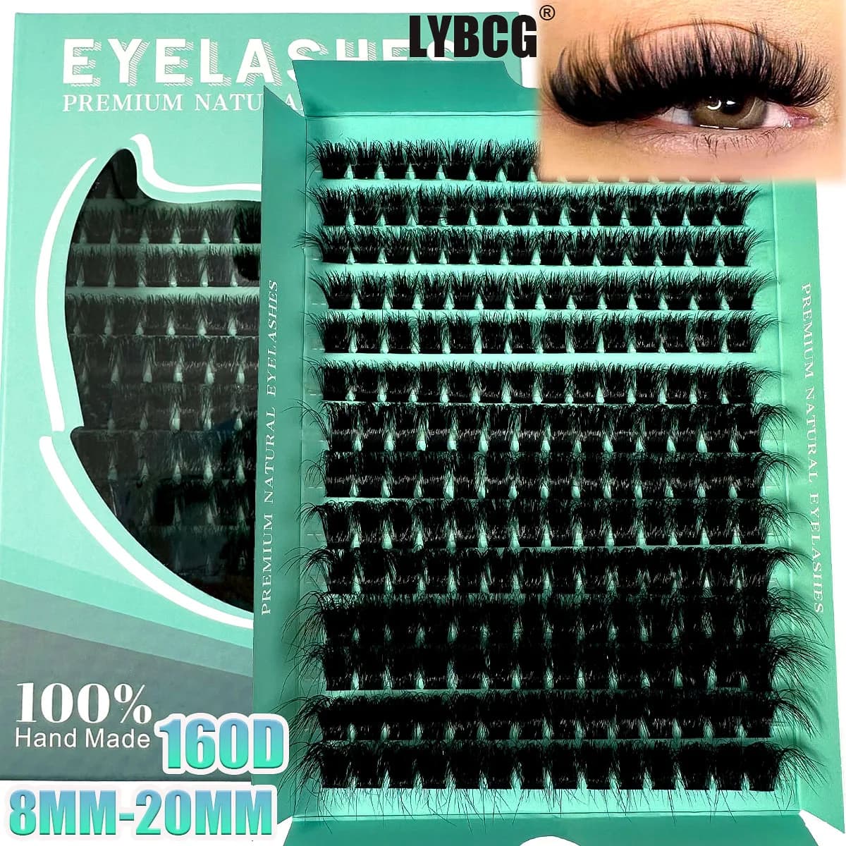 160D 8-20mm 5D Fluffy Thick Soft Individual DIY Clusters Eyelash Extension D Curl 280pcs Natural Segmented Eyelash Makeup Tools