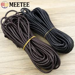 5Meters PU Leather Braided Cord 3-10mm Round Rope DIY Jewelry Making Keychain Bracelet Craft Supplies Black Coffee Macrame
