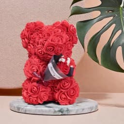 Foam Rose Teddy Bear Carry Bouquet. Ideal for Weddings, Mother's Day, Thank You to Nurses/Teachers or Other Celebrations!