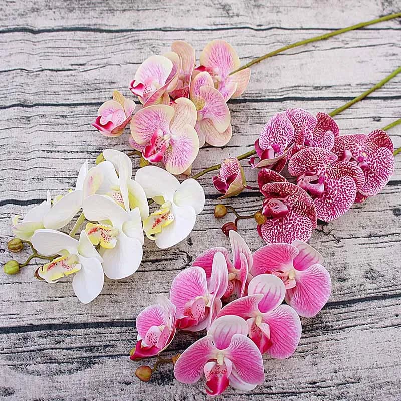 Artificial Phalaenopsis 3D Small Butterfly Orchid 6 Heads Fake Flower Home Drapery Wall Wedding Decoration Festival Diy Wreath
