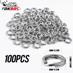 100PCS Fishing Split Rings Stainless Steel Lure Rings Flattened Hyber Split Rings for Fishing Lures Solid Snap Rings Saltwater