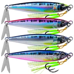 PROBEROS 1/4 PCS Slow Sinking Metal Jig Fishing Lures - 3D Printed Hard Bait with Treble Hooks & Willow Blades