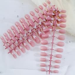 120Pcs Medium French Almond Press on nails White Edge False Nail Extensions Full Cover Acrylic Wearable Stiletto Fake Nail Tips