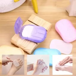 50pack Disposable Paper Soap Portable Paper Soap with Plastic Box Foaming Paper Soap for Outdoor Camping Hiking Travel