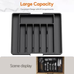 Expandable Utensil Tray Silverware Spoon Organizer Drawer Cover Adjustable Cutlery Tray Drawer Organizer Kitchen
