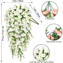 1/2Pc 75cm Artificial Flowers Wall Hanging Faux Violet Plants Hanging Fake Flower Vines for Home Decor Garden Wedding Decoration
