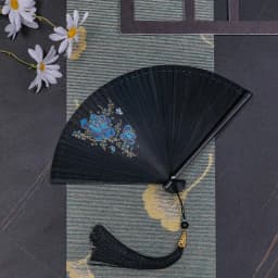 Chinese Style Japanese Classical Folding Fan Black Portable Women's Folding Fan Exquisite Ancient Style Bamboo Fan