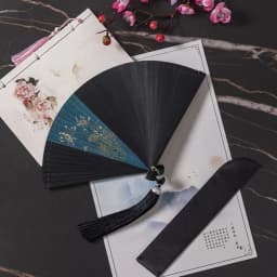 Chinese Style Japanese Classical Folding Fan Black Portable Women's Folding Fan Exquisite Ancient Style Bamboo Fan