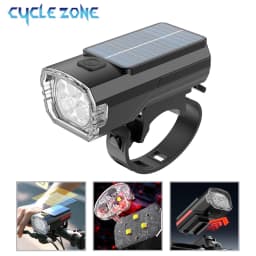 Bicycle Solar Charging Front Light Wide-Angle MTB Road Bike 3 LED Headlight Flashlight Easy to Install Cycling Accessoreis
