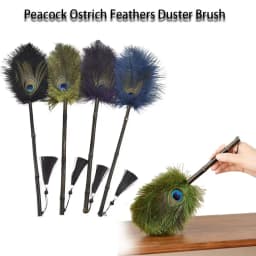 Portable Peacock Ostrich Feathers Duster Brush Handle Anti-static Cleaning Tools Household Dust Sweeping Brushs Multi-function
