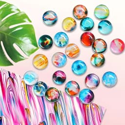 100pc (50pc Glass + 50pc Fixed Piece) Refrigerator Glass Round Magnet, Decorative Magnet, Kitchen Decoration