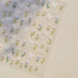Colorful Floral Nail Art Sticker Summer Garden Motifs Juicy Flower Petals Dimensional Botanical Patterns Adhesive Manicure Decal