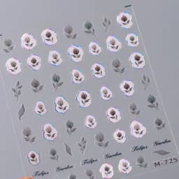 Colorful Floral Nail Art Sticker Summer Garden Motifs Juicy Flower Petals Dimensional Botanical Patterns Adhesive Manicure Decal