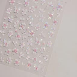Colorful Floral Nail Art Sticker Summer Garden Motifs Juicy Flower Petals Dimensional Botanical Patterns Adhesive Manicure Decal
