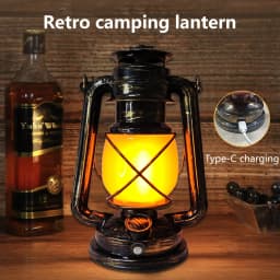 Vintage Lantern Portable Camping Light Rechargeable Outdoor Hanging Travel Light 3 Lighting Modes For Bar Restaurant Decoration