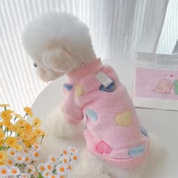 Super Soft Warm Winter Dog Jacket Hearted Print Plush Holiday Valentine's Pet Clothes Cold Weather Dog Hoodie
