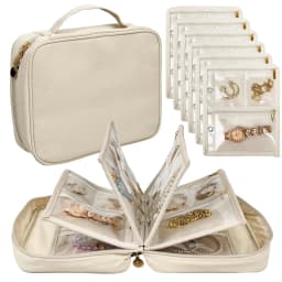 Travel Jewelry Organizer Case,Jewelry Bags Jewelry Storage Book Binder with Clear Zipper Velvet Pouch for Traveling,Earrings