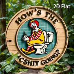 Vintage Clown iron Wall Art Sign - "How'S the Mcshit Going?" Retro Metal iron Decor, Rustic Round Wall Decoration for Home