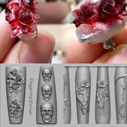 Rose Flower Skull Silicone Nail Art Molds DIY Skeleton Hand Design Transparent Carving Mold Nail Art Decorations