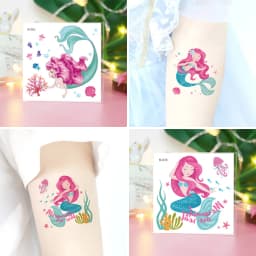 20 Sheets Mermaid Temporary Tattoos, Seaside Beach Mermaid Party Favors, Ideal for Slumber & Birthday Party Supplies Decorations
