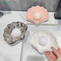 ♥♥♥Shell Soap Box,Bathroom Soap Drainage Box,Luxury Soap Holder Bathroom Accessories