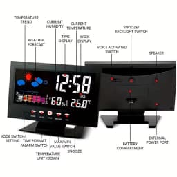 Multi-functional Weather Station Clock Thermometer Hygrometer Calendar Digital LCD Display Temperature and Humidity Meter