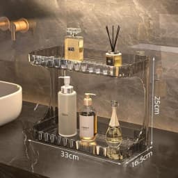 Bathroom Organizer Shelf Acrylic Makeup Storage Rack Skincare Cosmetic Liptick Holder Double Layer Perfume Desk Display Stand