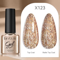 LILYCUTE 5ML Champagne Gold Reflective Glitter Liner Gel Nail Polish Bright Sparkling French Semi Permanent Nail Painting UV Gel