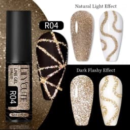 LILYCUTE 5ML Champagne Gold Reflective Glitter Liner Gel Nail Polish Bright Sparkling French Semi Permanent Nail Painting UV Gel