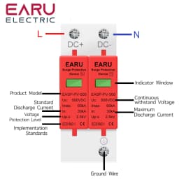 SPD 2P 3P DC 500V 800V 1000V 20KA~40KA 30KA~60KA House Lightning Surge Protector Protective Low-voltage Arrester Device PV Solar