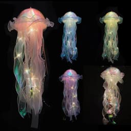 Jellyfish Lamp Portable Flower Atmosphere Night Light Girl Room Hanging Light Decorations Handmade DIY Ceiling Lantern Ornaments