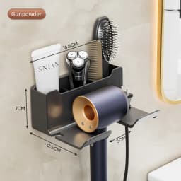 Hair Dryer Holder Wall Mounted Wall Dryer Cradle White Black Grey Hairdryer Blow Dryer Organizer for Bathroom Bathroom Shelves