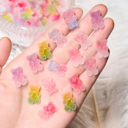 50pcs Gradient Gummy Bear Nail Art Charms Y2K Kawaii Bear Resin Design Nail Rhinestones DIY Cartoon Soft Candy Nail Accessories